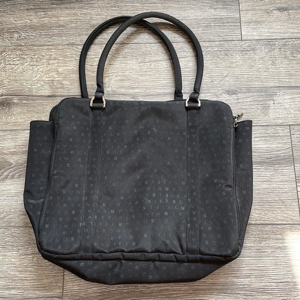 Sonia Rykiel | Monogram Spellout 3 Pocket Computer Tablet Top Handle Nylon Bag - Picture 7 of 12